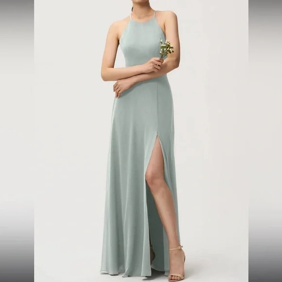 Jenny Yoo | Dresses | Jenny Yoo Kayla Aline Halter Gown Morning Mist Size 8  Excellent Condition | Poshmark